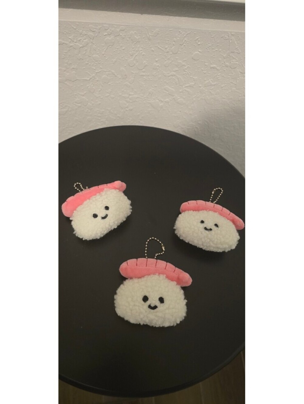 Set of 3 Cute Sushi Plush Keychains with Smiling Faces